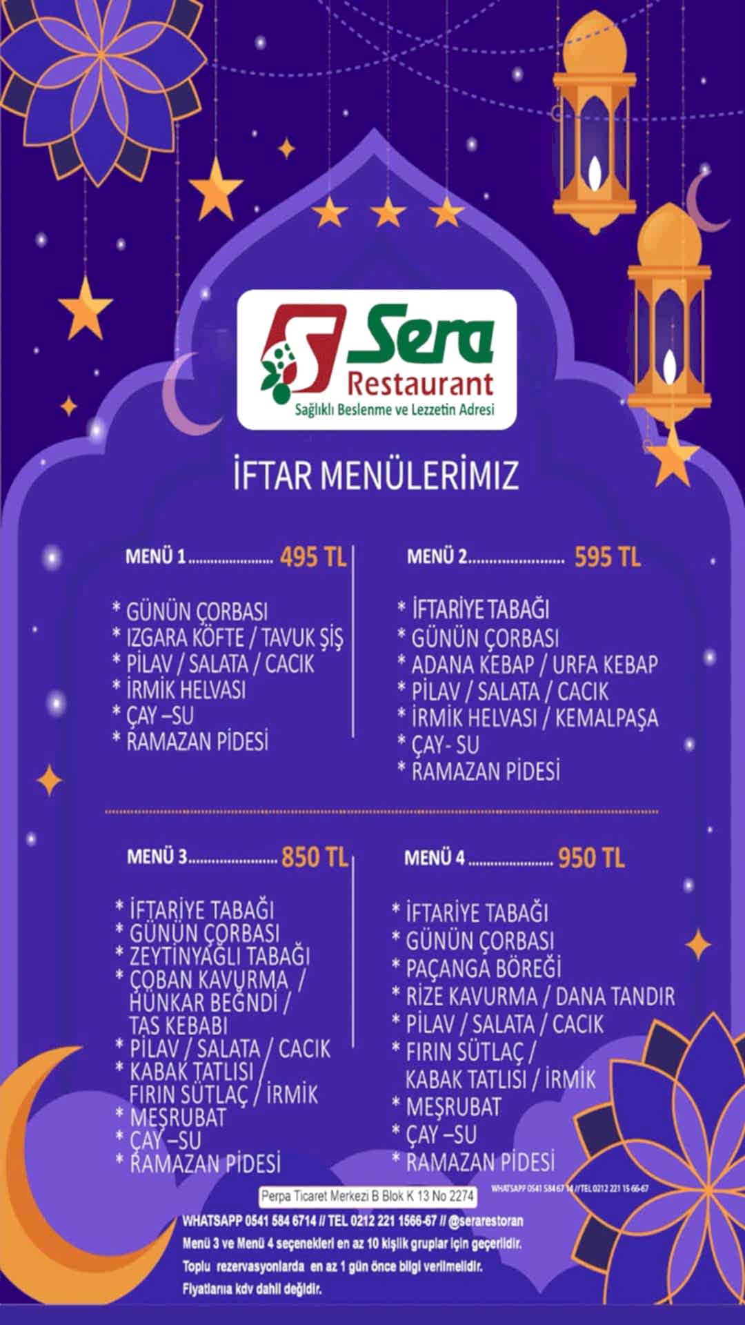 Sera Restaurant İftar Menüsü
